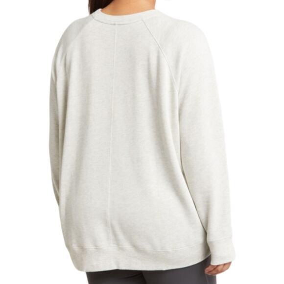 Zella Drew Crewneck Sweatshirt - Ivory Grey Heather Size L - Picture 3 of 9